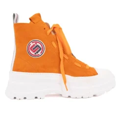 ICECOOL SAINT TROPEZ Baskets montantes cuir semelle épaisse blanc Femme ORANGE New