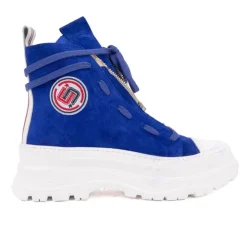 ICECOOL SAINT TROPEZ Baskets montantes cuir semelle épaisse blanc Femme BLEU ROI Outlet