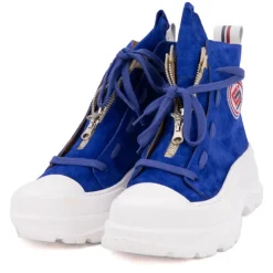 ICECOOL SAINT TROPEZ Baskets montantes cuir semelle épaisse blanc Femme BLEU ROI Outlet