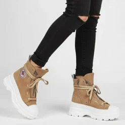 ICECOOL SAINT TROPEZ Baskets montantes cuir semelle épaisse blanc Femme MARRON CLAIR Hot