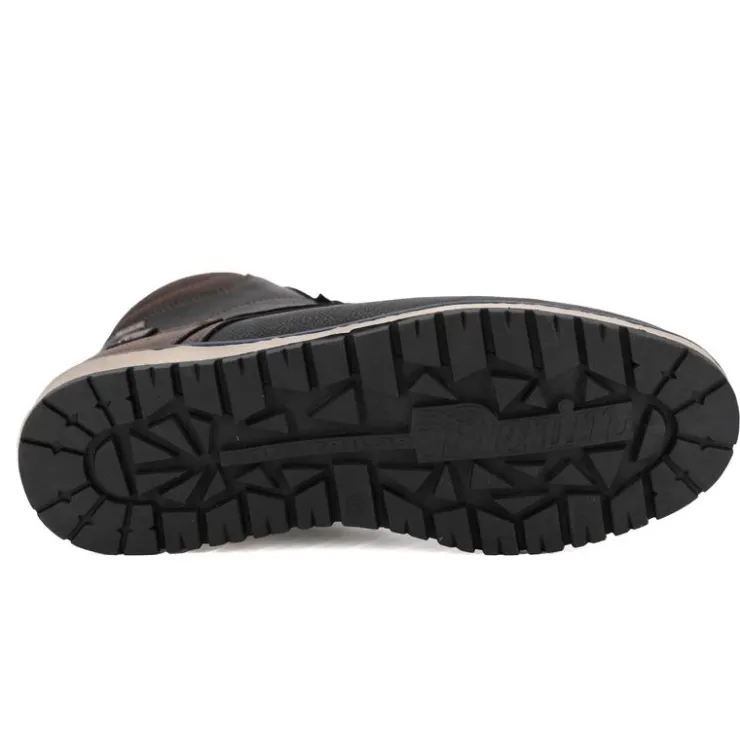 TOM TAILOR Baskets montantes effet vieux cuir doublées de fourrure Homme NOIR Clearance