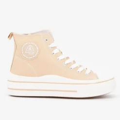 BURTON OF LONDON Baskets montantes toile unie melvina Femme BEIGE New