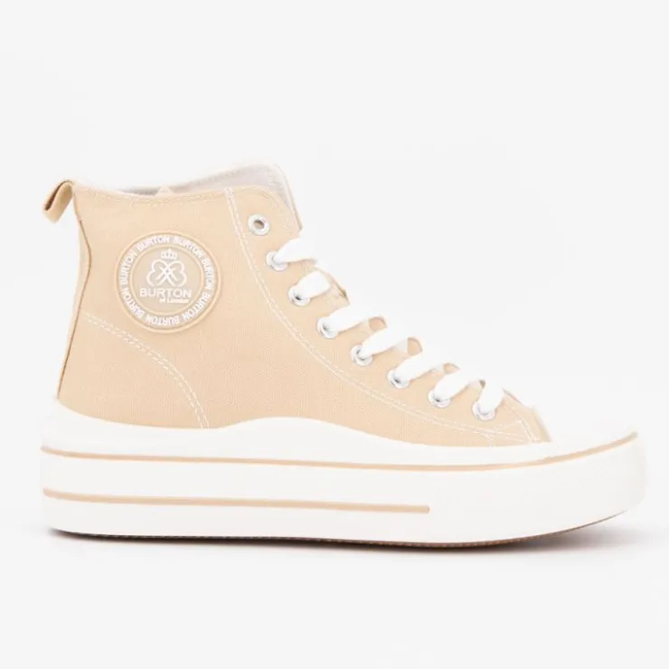 BURTON OF LONDON Baskets montantes toile unie melvina Femme BEIGE New