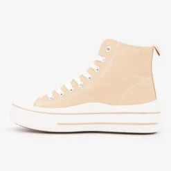BURTON OF LONDON Baskets montantes toile unie melvina Femme BEIGE New