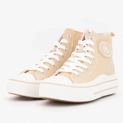 BURTON OF LONDON Baskets montantes toile unie melvina Femme BEIGE New