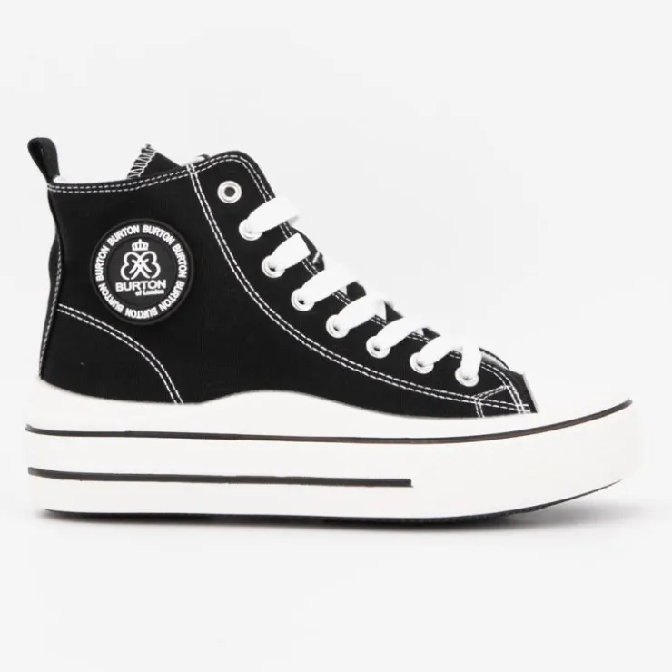 BURTON OF LONDON Baskets montantes toile unie melvina Femme NOIR Discount