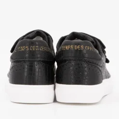 LE TEMPS DES CERISES Baskets motif croco à scratch avec logo doré Femme NOIR Hot