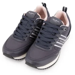 PEPE JEANS Baskets navy à lacets intérieur rose pastel Femme BLEU FONCE Best