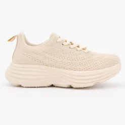 KELARA Baskets noires à lacets semelle plateforme épaisse Femme BEIGE Discount