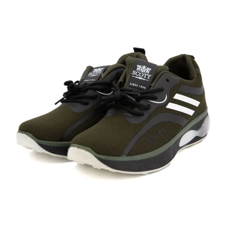 SCOTT Baskets noires à motifs blancs Homme KAKI Sale