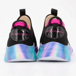 SKECHERS Baskets es toile semelle arc-en-ciel à enfiler Enfant NOIR Clearance