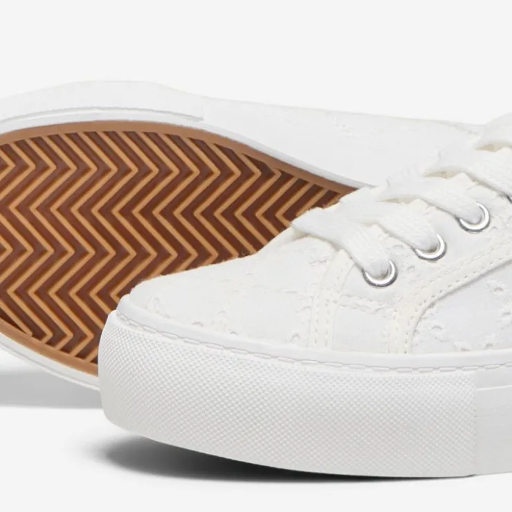 ONLY Baskets noomi brodé en toile à lacets Femme BLANC Sale
