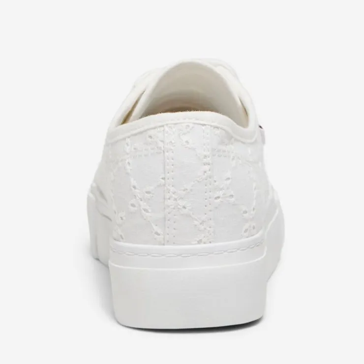 ONLY Baskets noomi brodé en toile à lacets Femme BLANC Sale