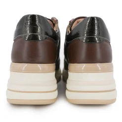 KEYS Baskets premium compensées motif croco avec bande de strass Femme MARRON Clearance