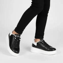 US POLO Baskets similicuir grande semelle avec lacets Enfant NOIR Hot