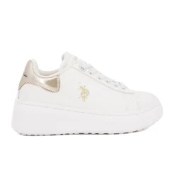 US POLO Baskets similicuir grande semelle avec lacets noir Enfant BLANC New