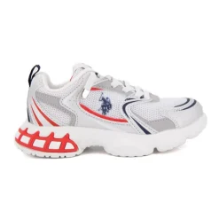 US POLO Baskets streetwear tissu avec touches de couleur Enfant BLANC Best