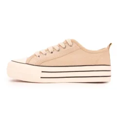 TOM TAILOR Baskets toile semelle à rayures Femme BEIGE Hot