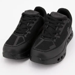 AMERICAN COLLEGE Baskets toile couleur unie avec lacets Femme NOIR Sale