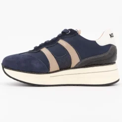 KEYS Baskets toile semelle plateforme silvia cuir à lacets Femme BLEU FONCE Discount