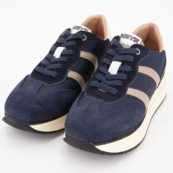 KEYS Baskets toile semelle plateforme silvia cuir à lacets Femme BLEU FONCE Discount