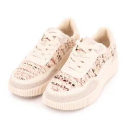 TOM TAILOR Baskets tweed crème à lacets Femme BLANC ECRU Clearance