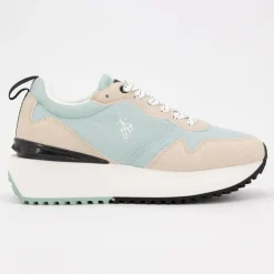 US POLO Baskets vert d'eau bayle semelle épaisse Femme BLEU CLAIR Clearance