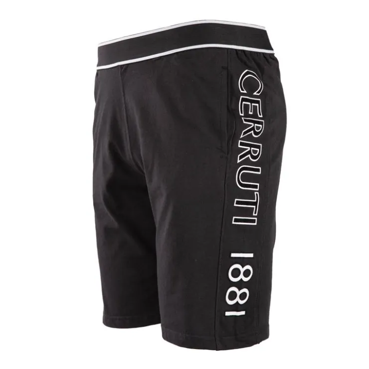 CERRUTI Bermuda buffa taille élastique liseré logo latéral Homme NOIR Outlet