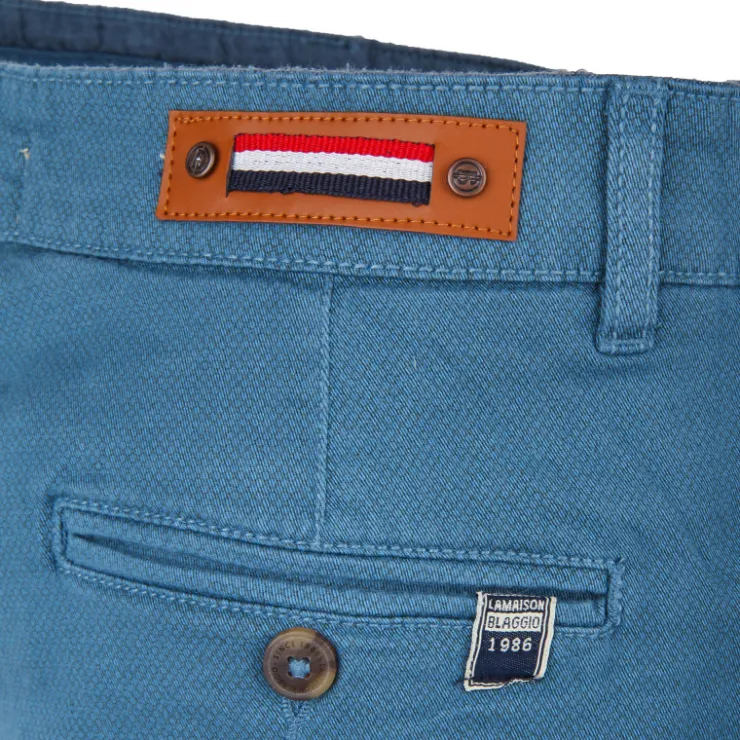 BLAGGIO Bermuda chino coton stretch armuré Varen Homme BLEU New