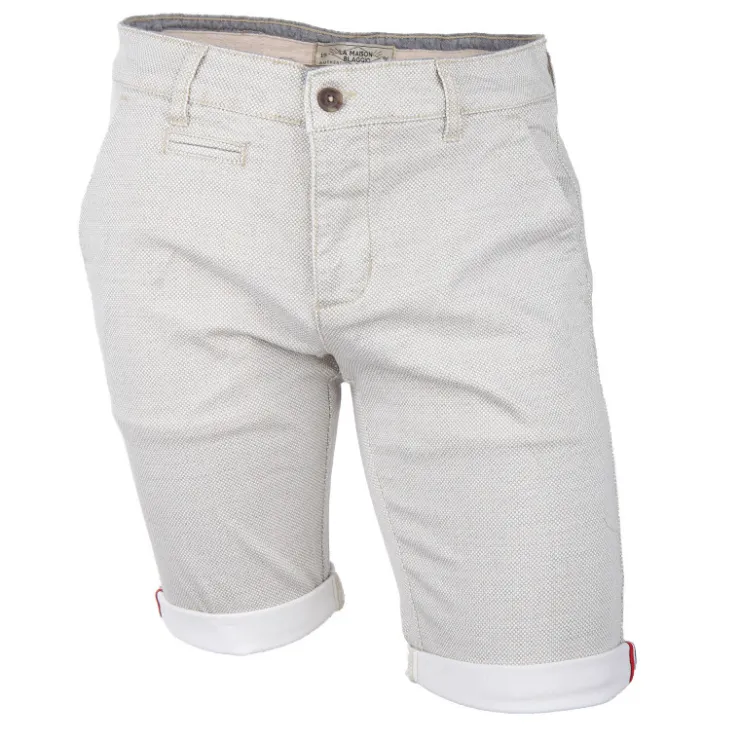 BLAGGIO Bermuda chino coton stretch armuré Varen Homme BLANC ECRU