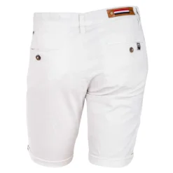 BLAGGIO Bermuda chino venili coton stretch popeline revers gansé bouton Homme BLANC Clearance