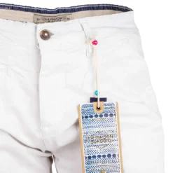 BLAGGIO Bermuda chino venili coton stretch popeline revers gansé bouton Homme BLANC Clearance