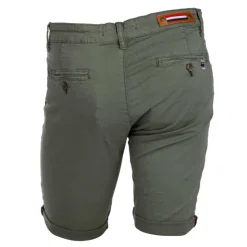 BLAGGIO Bermuda chino venili coton stretch popeline revers gansé bouton Homme KAKI Sale