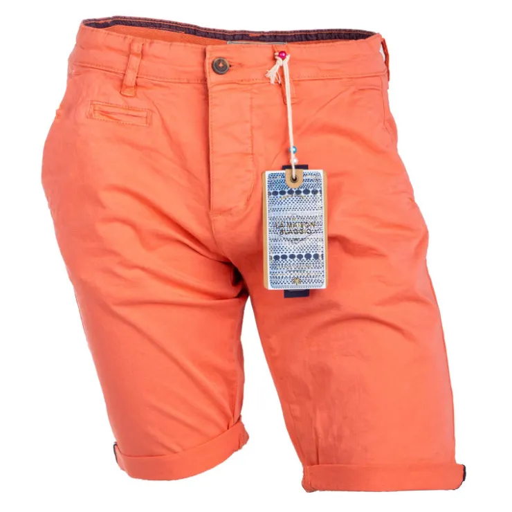 BLAGGIO Bermuda chino venili coton stretch popeline revers gansé bouton Homme ORANGE CLAIR Discount
