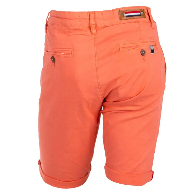 BLAGGIO Bermuda chino venili coton stretch popeline revers gansé bouton Homme ORANGE CLAIR Discount
