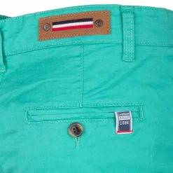 BLAGGIO Bermuda chino venili coton stretch popeline revers gansé bouton Homme VERT