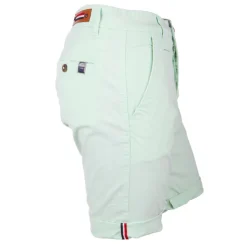 BLAGGIO Bermuda chino venili coton stretch popeline revers gansé bouton Homme VERT CLAIR