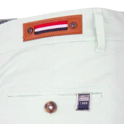 BLAGGIO Bermuda chino venili coton stretch popeline revers gansé bouton Homme VERT CLAIR