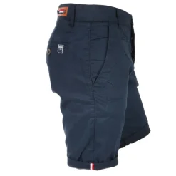 BLAGGIO Bermuda chino venili coton stretch popeline revers gansé bouton Homme BLEU FONCE Sale