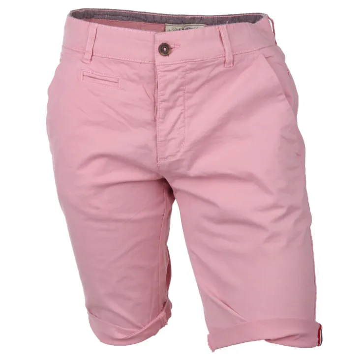 BLAGGIO Bermuda chino venili coton stretch popeline revers gansé bouton Homme ROSE New