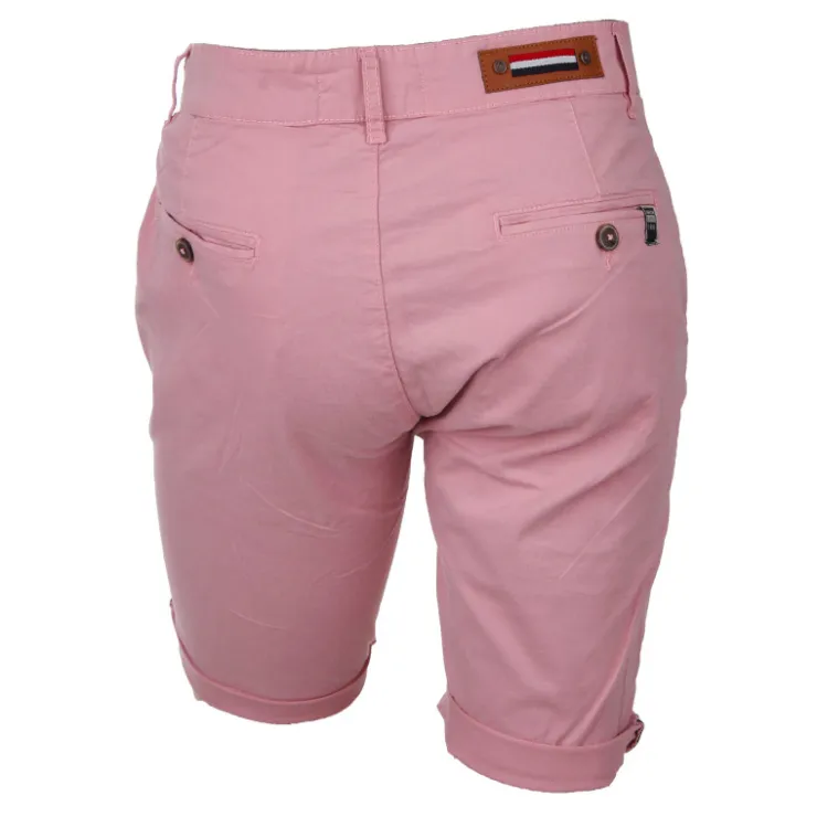 BLAGGIO Bermuda chino venili coton stretch popeline revers gansé bouton Homme ROSE New