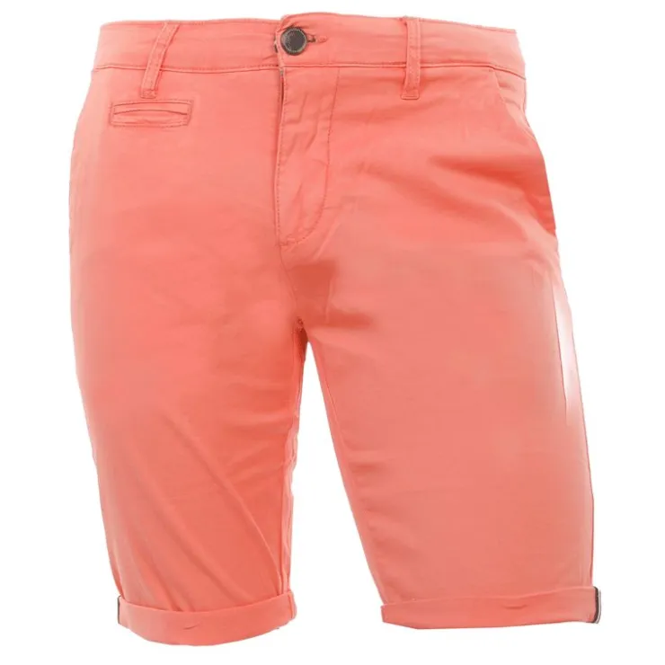 BLAGGIO Bermuda chino venili coton stretch fermeture éclair Homme ORANGE CLAIR Hot