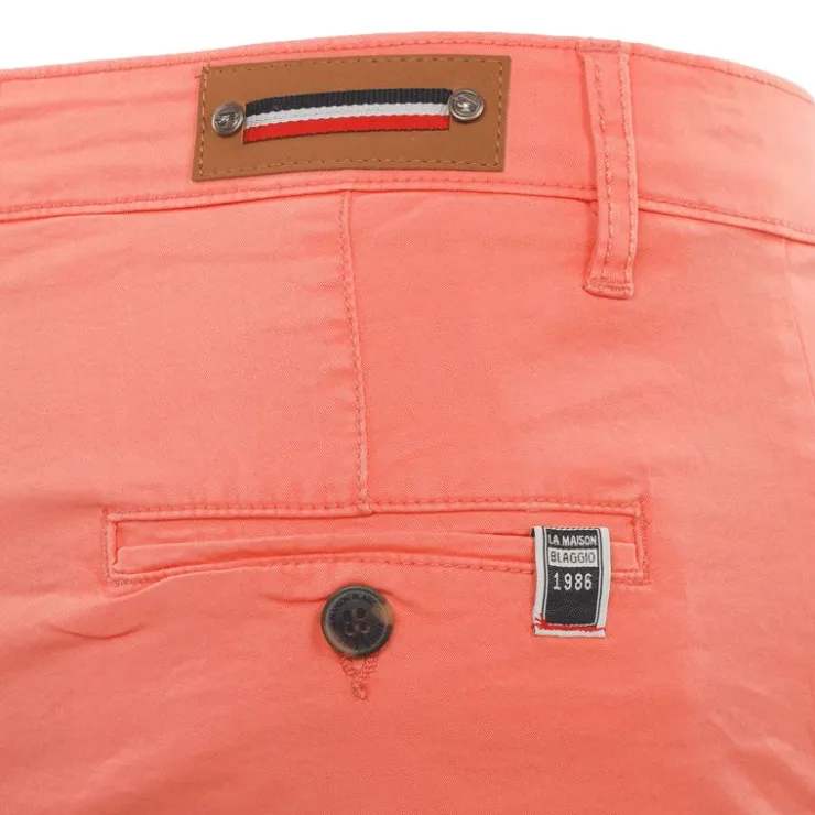 BLAGGIO Bermuda chino venili coton stretch fermeture éclair Homme ORANGE CLAIR Hot