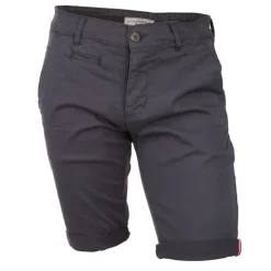 BLAGGIO Bermuda chino venili coton stretch popeline revers gansé bouton Homme GRIS FONCE Sale