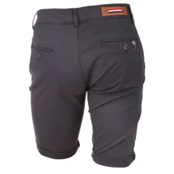 BLAGGIO Bermuda chino venili coton stretch popeline revers gansé bouton Homme GRIS FONCE Sale