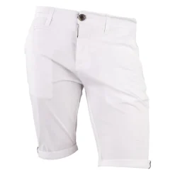 BLAGGIO Bermuda chino venili coton stretch fermeture éclair Homme BLANC Discount