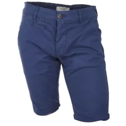 BLAGGIO Bermuda chino venili coton stretch popeline revers gansé bouton Homme BLEU Sale