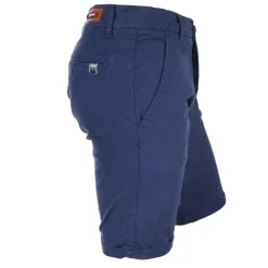 BLAGGIO Bermuda chino venili coton stretch popeline revers gansé bouton Homme BLEU Sale