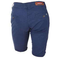 BLAGGIO Bermuda chino venili coton stretch popeline revers gansé bouton Homme BLEU Sale