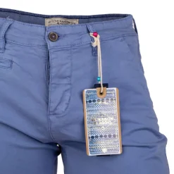 BLAGGIO Bermuda chino venili coton stretch popeline revers gansé bouton Homme BLEU CIEL